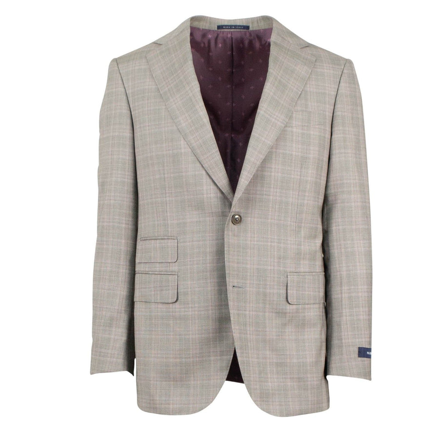 Drop 7 Plaid Two Button Suit - Beige