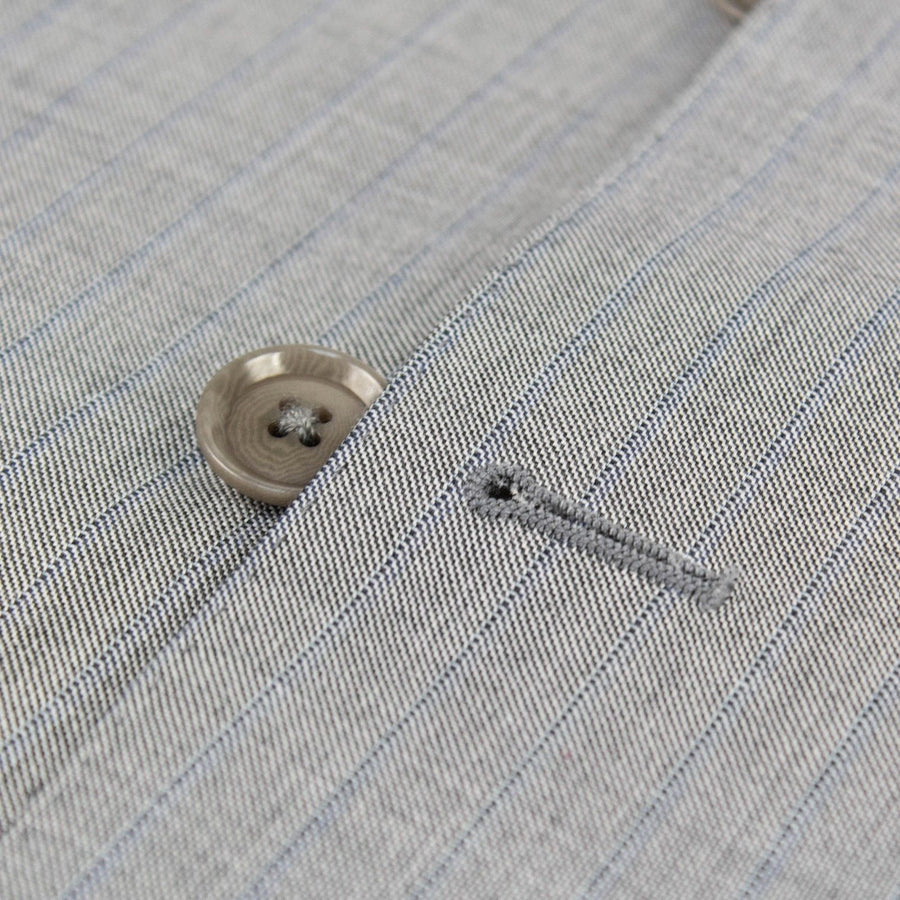 Striped Wool Two Button Suit - Light Gray