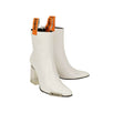 Block Heels Ankle Boots - White