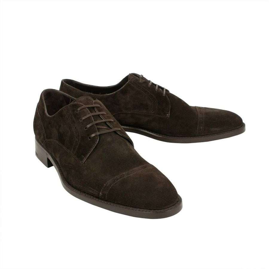 Suede Cap Toe Derby Shoes - Brown