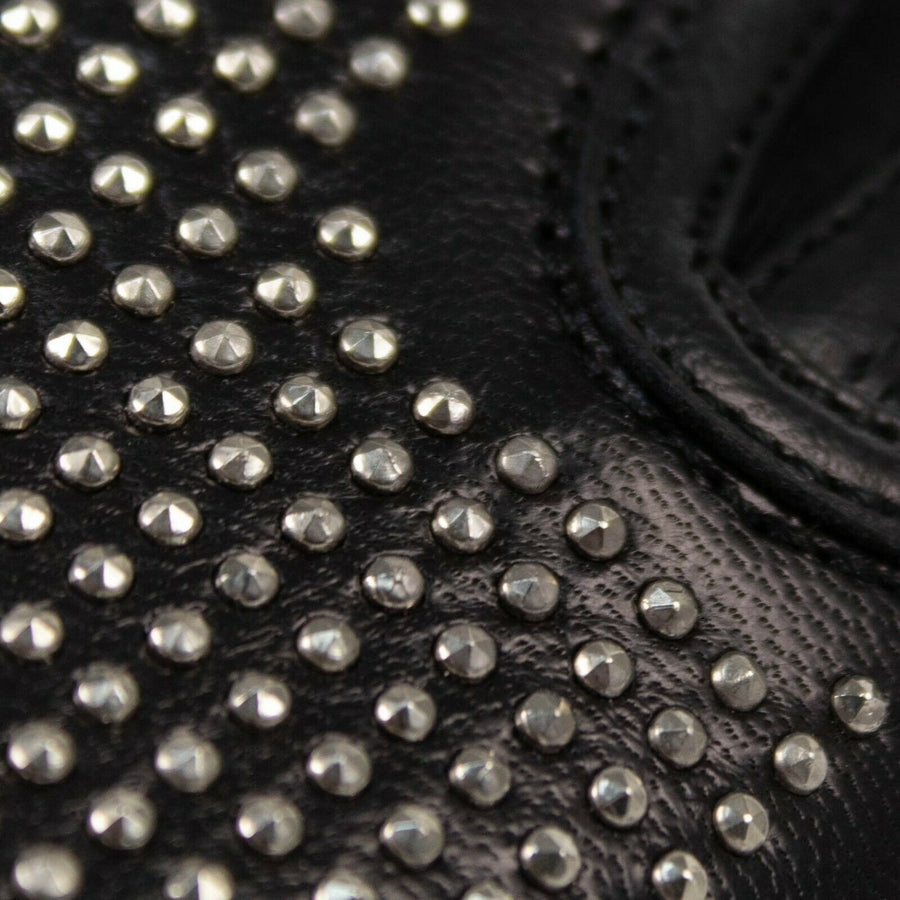 Men's Leather Studded Slip On Sneakers - Black
