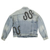 Snake Embellished Over-Sized Trucker Jacket - Denim