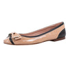 Leather Two Tone Bow Flats - Beige / Black