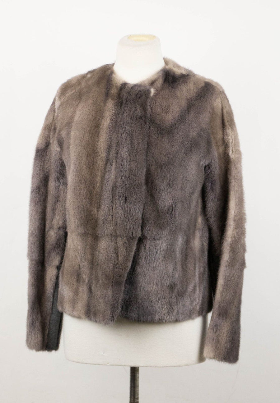 Mink Fur W/ Leather Jacket - Taupe Gray
