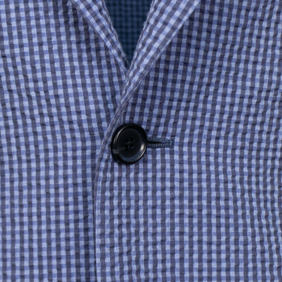 Drop 7 Check Cotton 2 Button Sport Coat - Blue