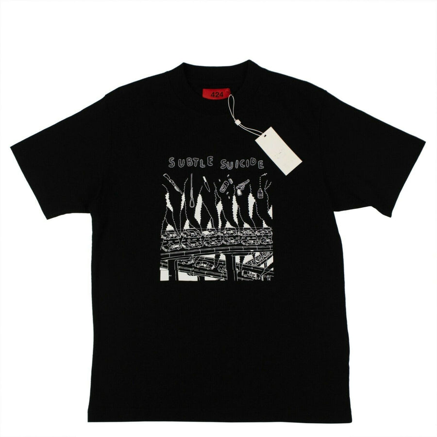 Short Sleeve Subtle Suicide Cotton T-Shirt - Black