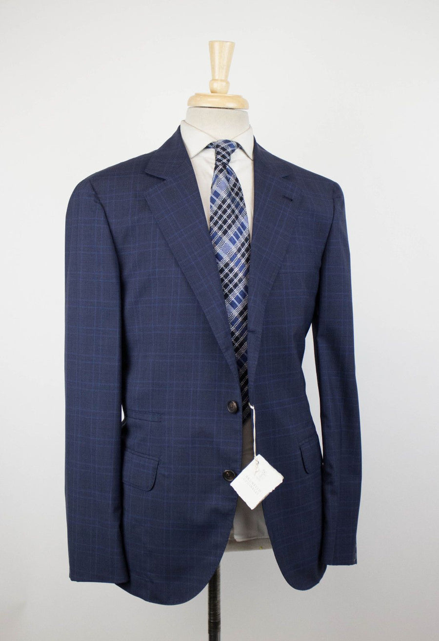 Plaid Wool Blend 3 Roll 2 Sport Coat - Blue