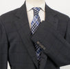 Wool Blend Windowpane Check 3/2 Button Sport Coat - Gray