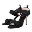 Suede Velcro Strap Sandal Pumps - Black