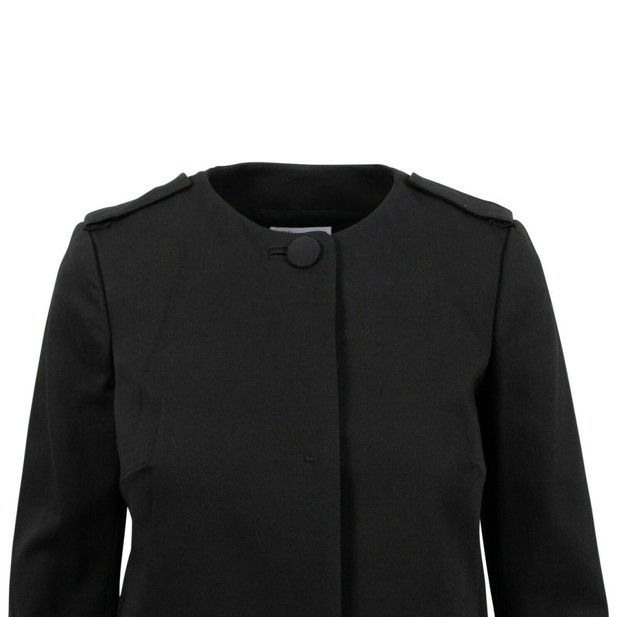 Cotton Blend Pleated Blazer - Black