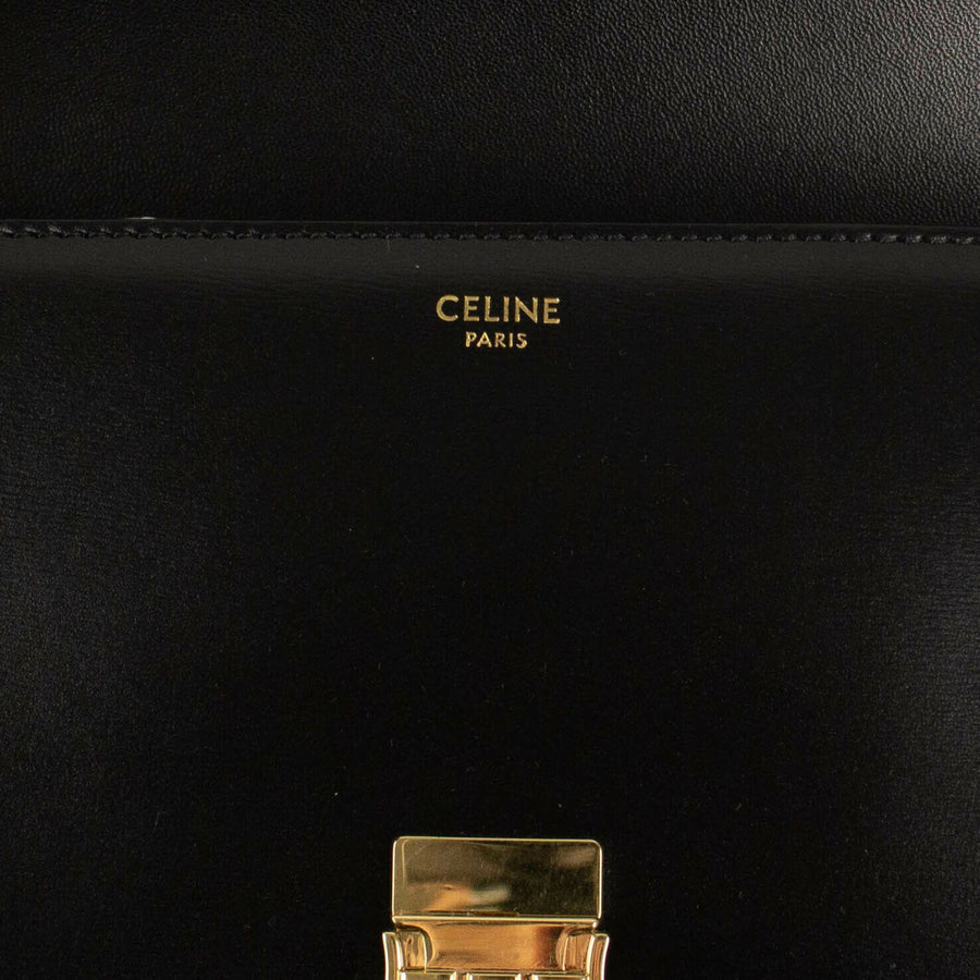 Calfskin Leather Medium Triomphe Cross Body Bag - Black