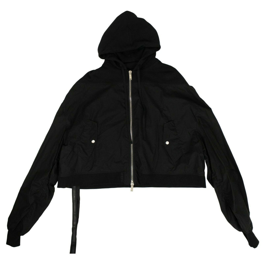 Cotton Hybrid Cropped Bomber Jacket - Black