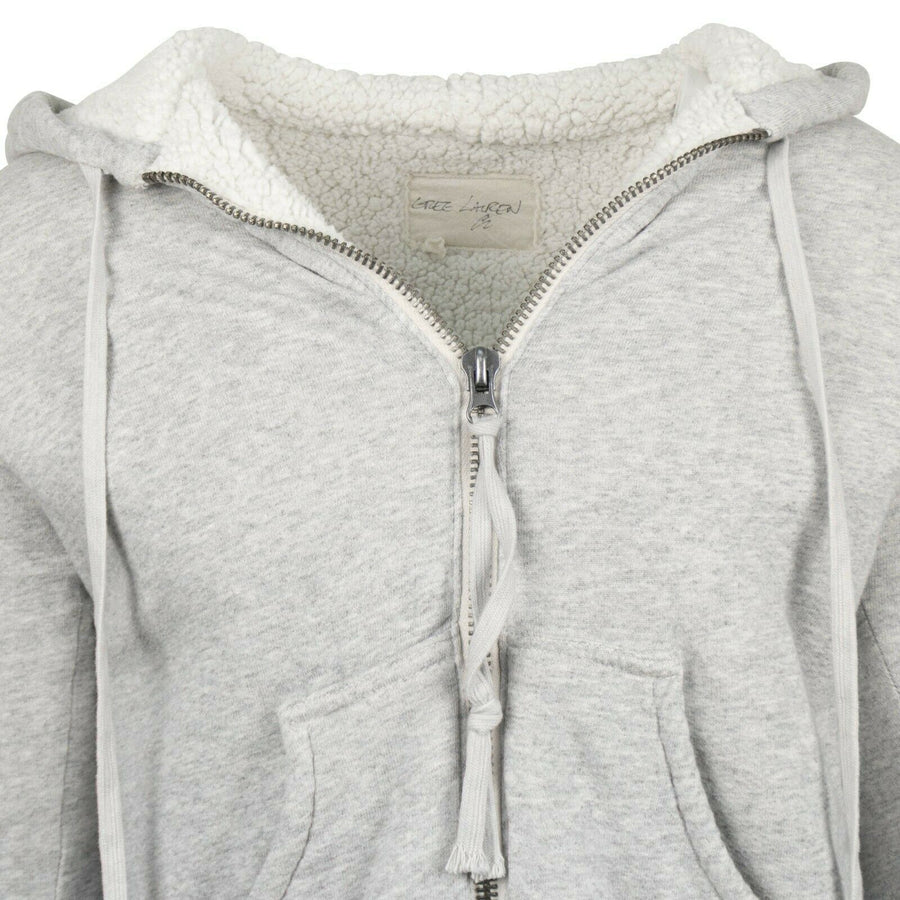 Fleece Sherpa Lined Zip Up Hoodie - Gray