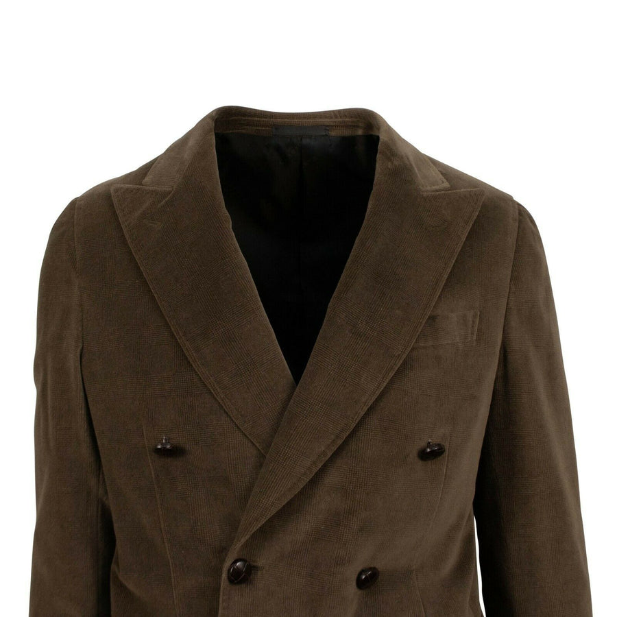 Drop 8 Velvet Cotton Plaid Double Breasted Sport Coat - Brown