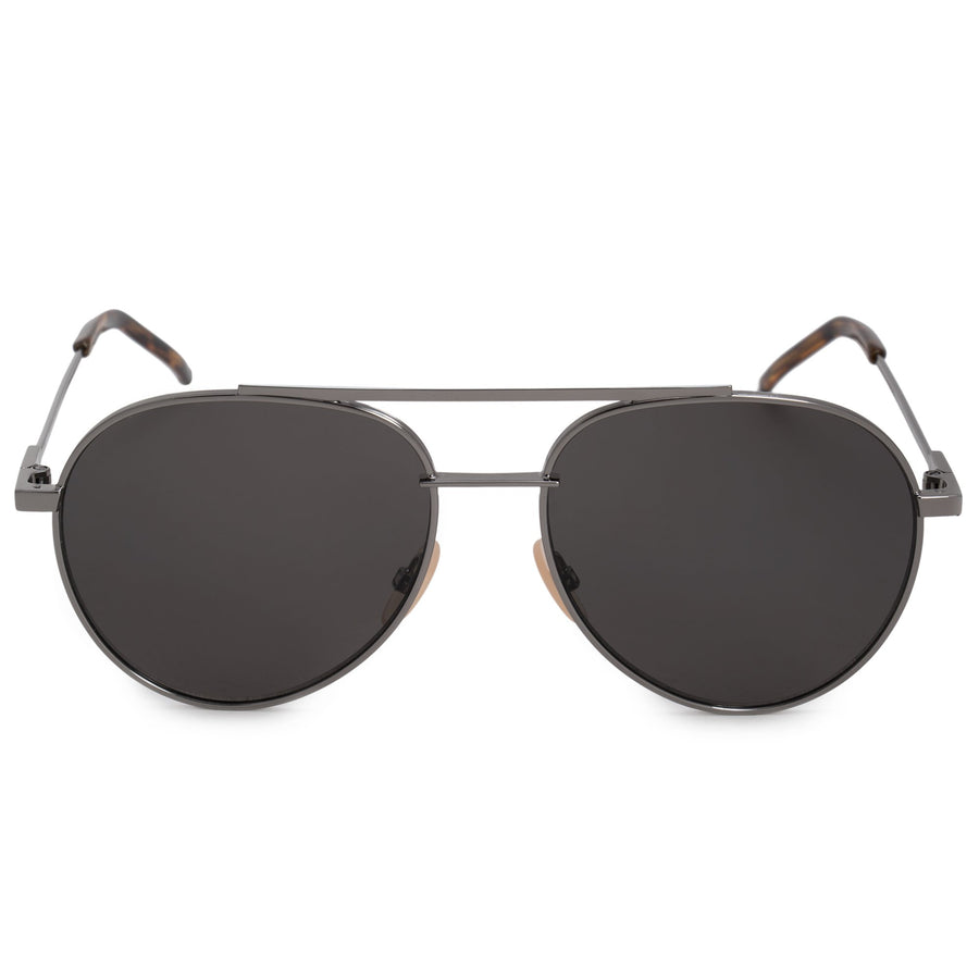 FF0222S-KJ1-M9 Round Aviator Sunglasses - Silver / Black