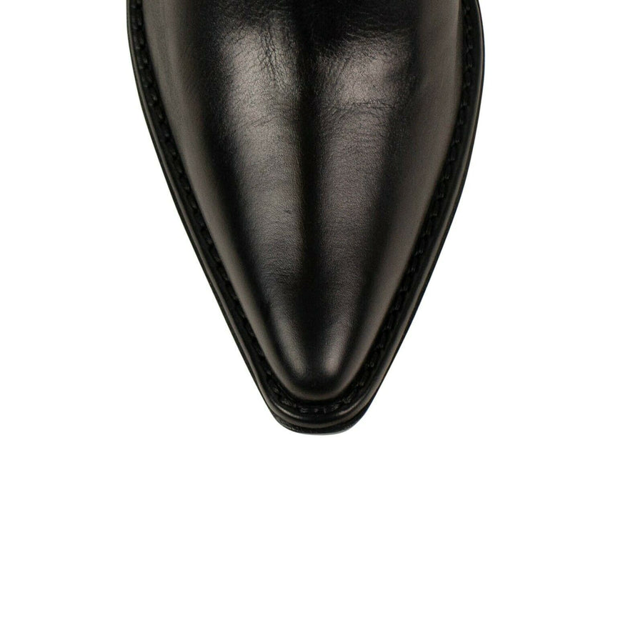 Leather Western Low Boots - Black