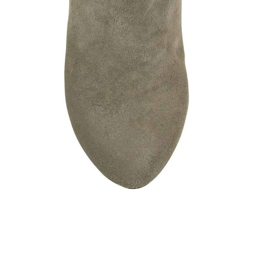 Slouchy Distressed Deer Leather Boots - Gray