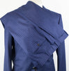 Drop 4 Striped Wool 3 Roll 2 Button Suit - Blue