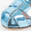 Metallic Leather Ankle Strap Sandal Pumps - Blue