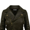 Leather Star Design Biker Jacket - Hunter Green
