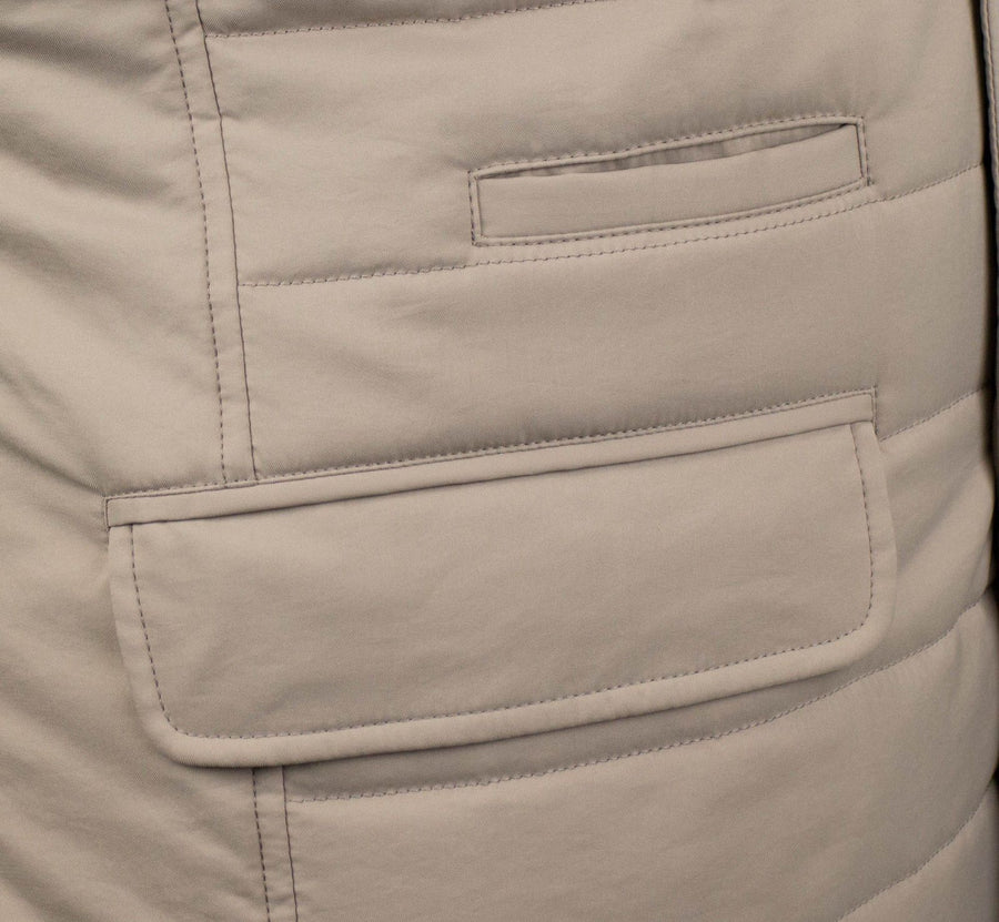 Nylon Puffer Peacoat Jacket - Beige