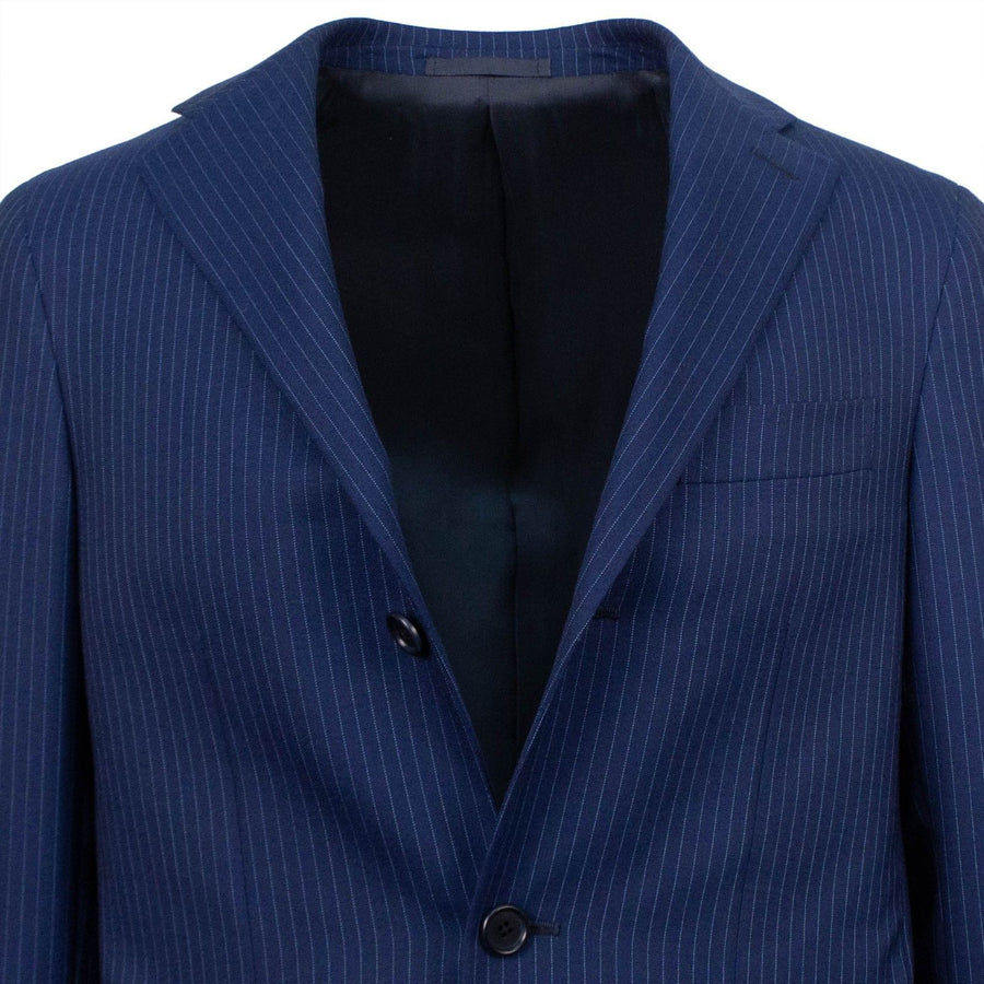 Drop 7 Pin-Striped Wool Three Button Suit - Blue