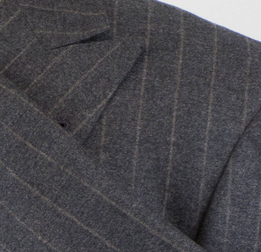 Cashmere Blend Pinstripe Double Breasted Sport Coat - Gray
