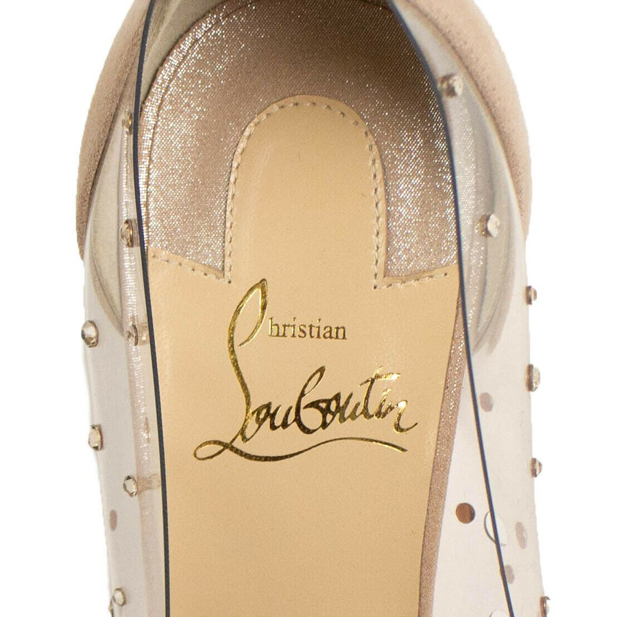 Very Strass PVC 100mm Peep Toe Pumps - Nude