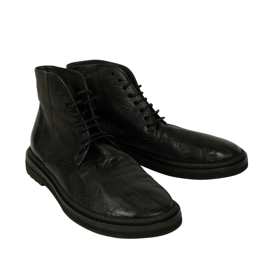 Gommone Lace Up Leather Boots - Black