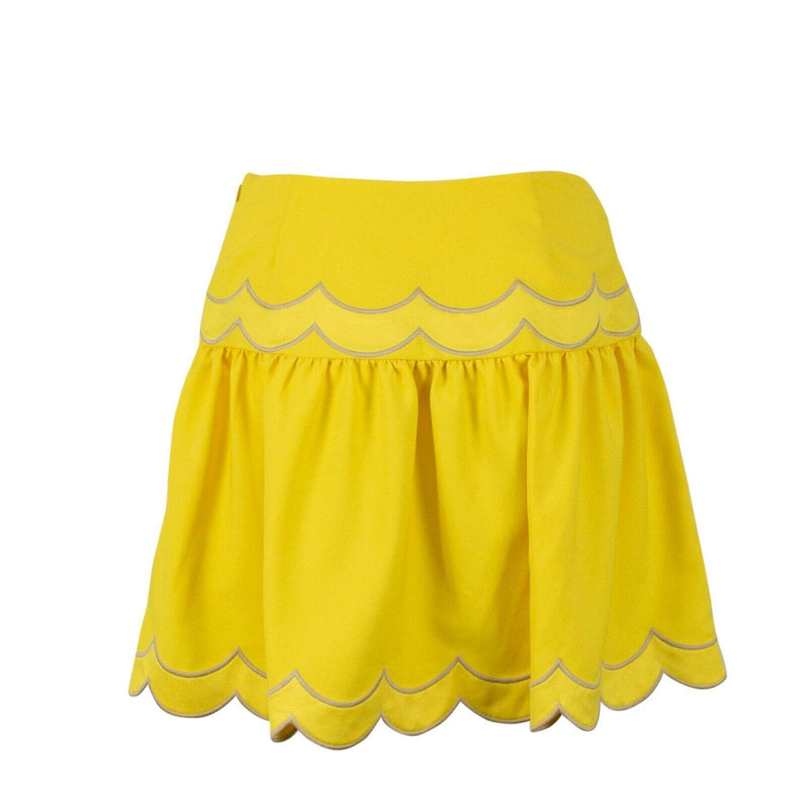 Scalloped Bottom Mini Skirt - Yellow