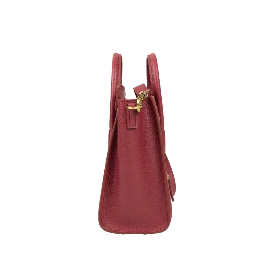 Drummed Calfskin Nano Luggage Cross Body Bag - Raspberry Pink