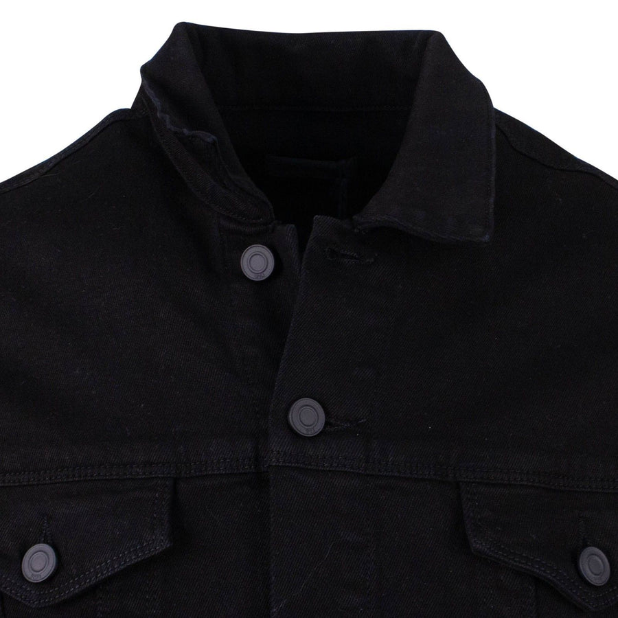 Max Contrast Sleeve Button Down Denim Jacket - Black