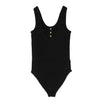 Sleeveless Knit Gold Button Bodysuit - Black