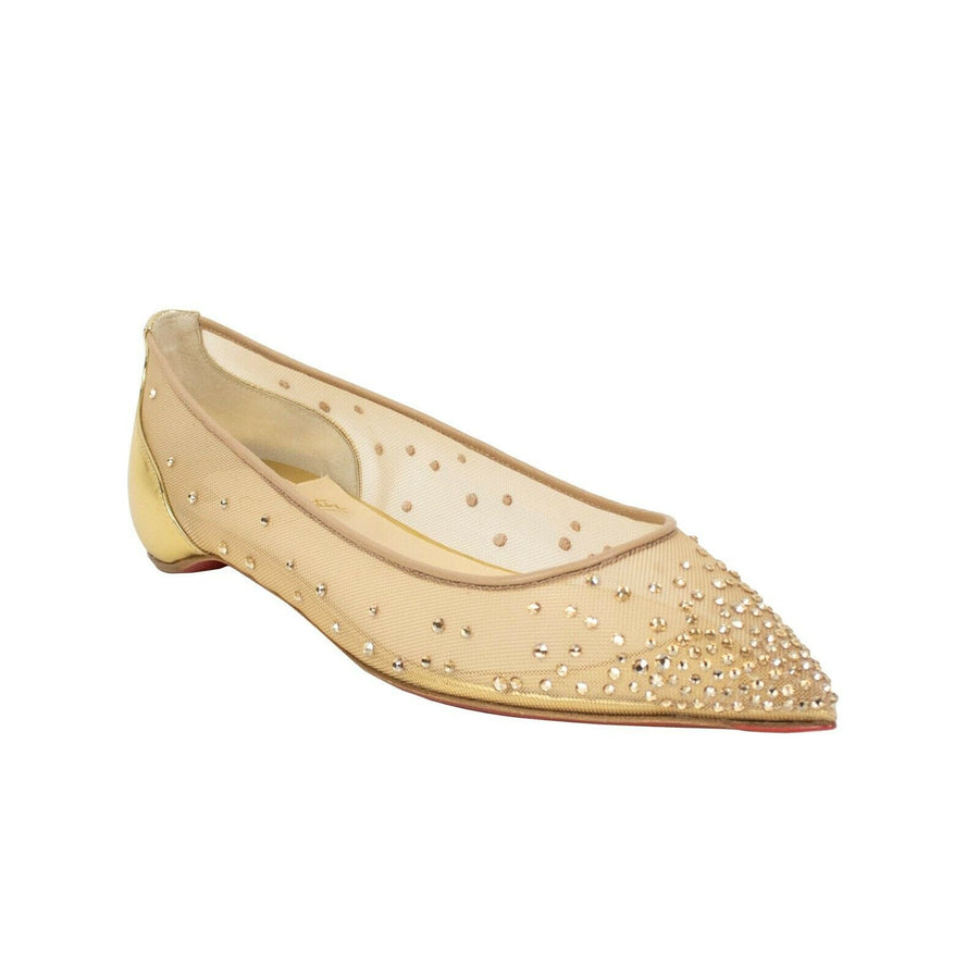 'Follies Strass' Mesh Flats - Gold