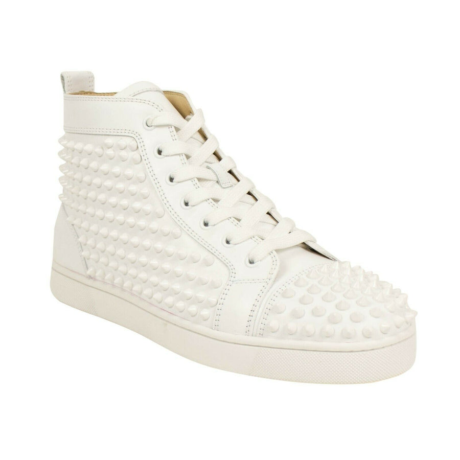 Men's Louis Spikes Calfskin Sneakers - White