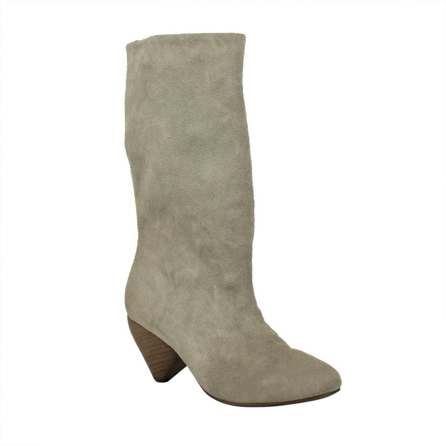 Slouchy Distressed Deer Leather Boots - Gray