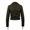 Leather Star Design Biker Jacket - Hunter Green