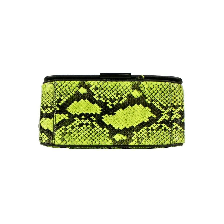 Snakeskin 'Binder Clip' Cross-Body Bag - Green