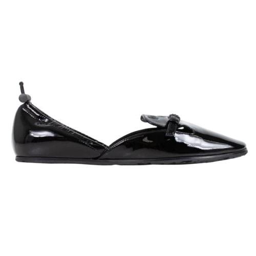 Patent Leather Loafer Flats - Black