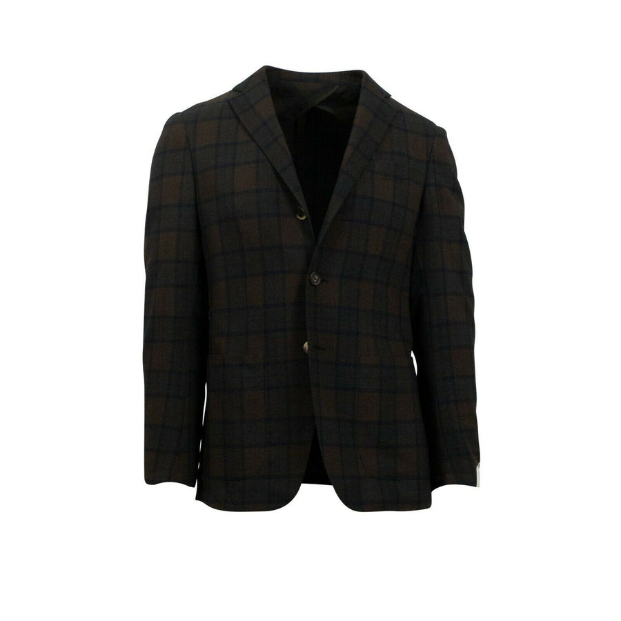 Drop 10 Plaid 3 Roll 2 Button Wool Sport Coat - Brown