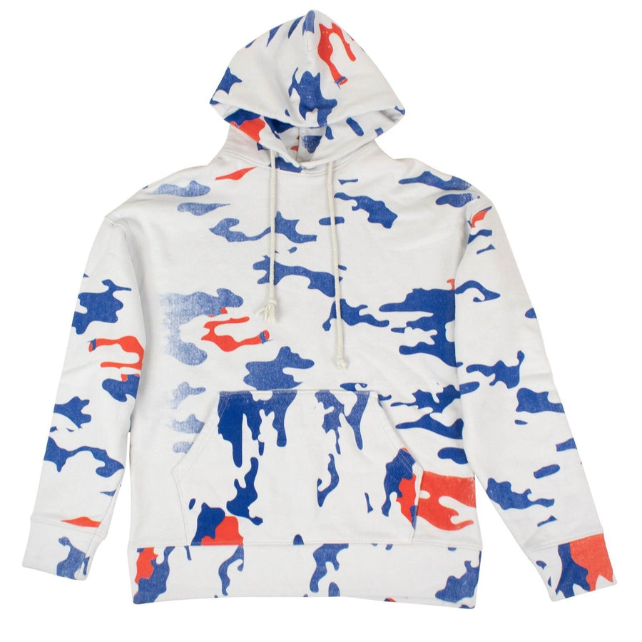 Camo Hoodie Sweatshirt - White / Red / Blue