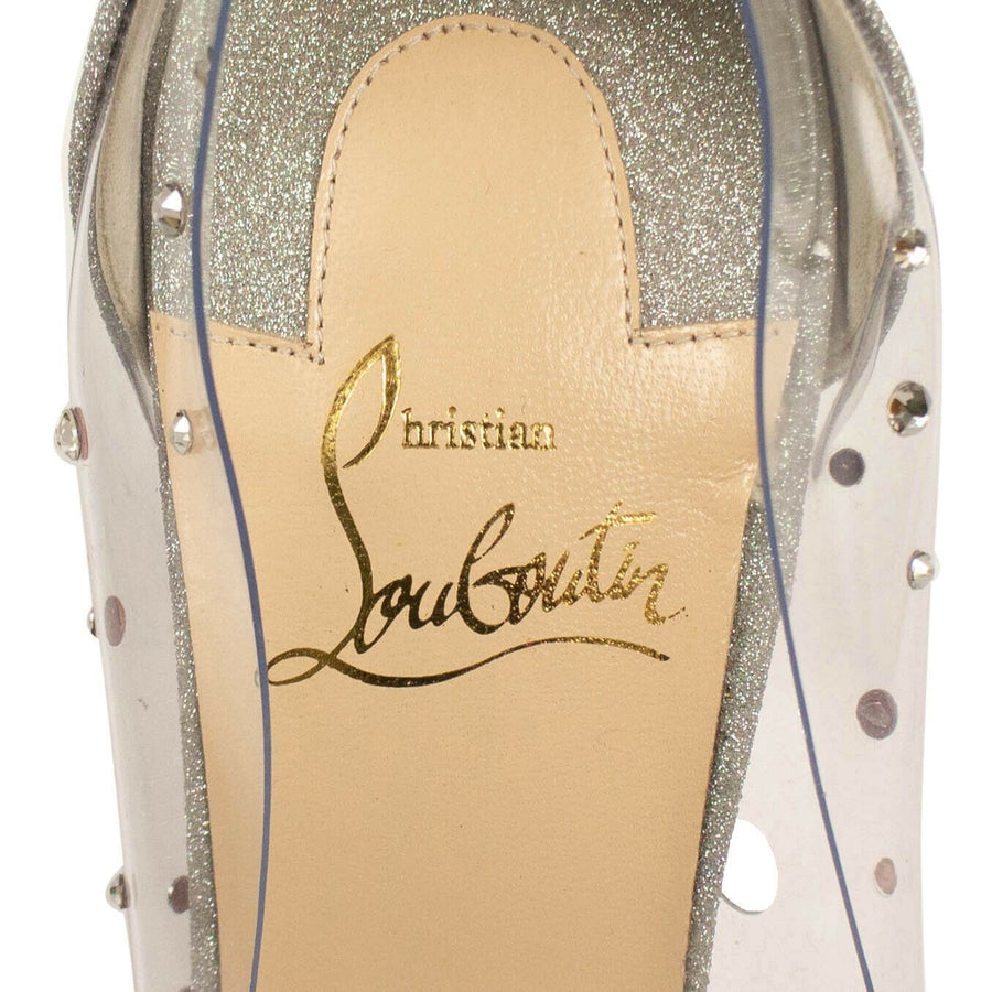 Degrastrass Pvc Crystal 100mm Pumps - Clear / Silver Glitter