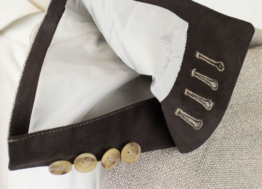 Wool Blend W/ Leather Sport Coat - Light Brown