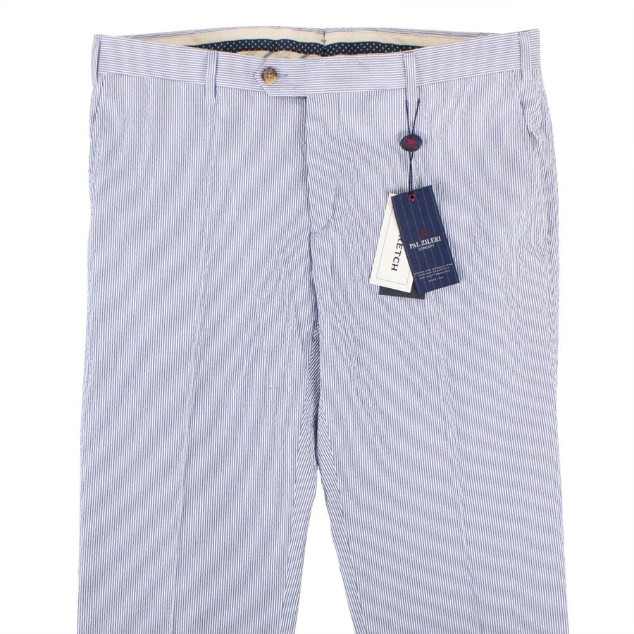 Blue Pinstripe Cotton Blend Dress Pants