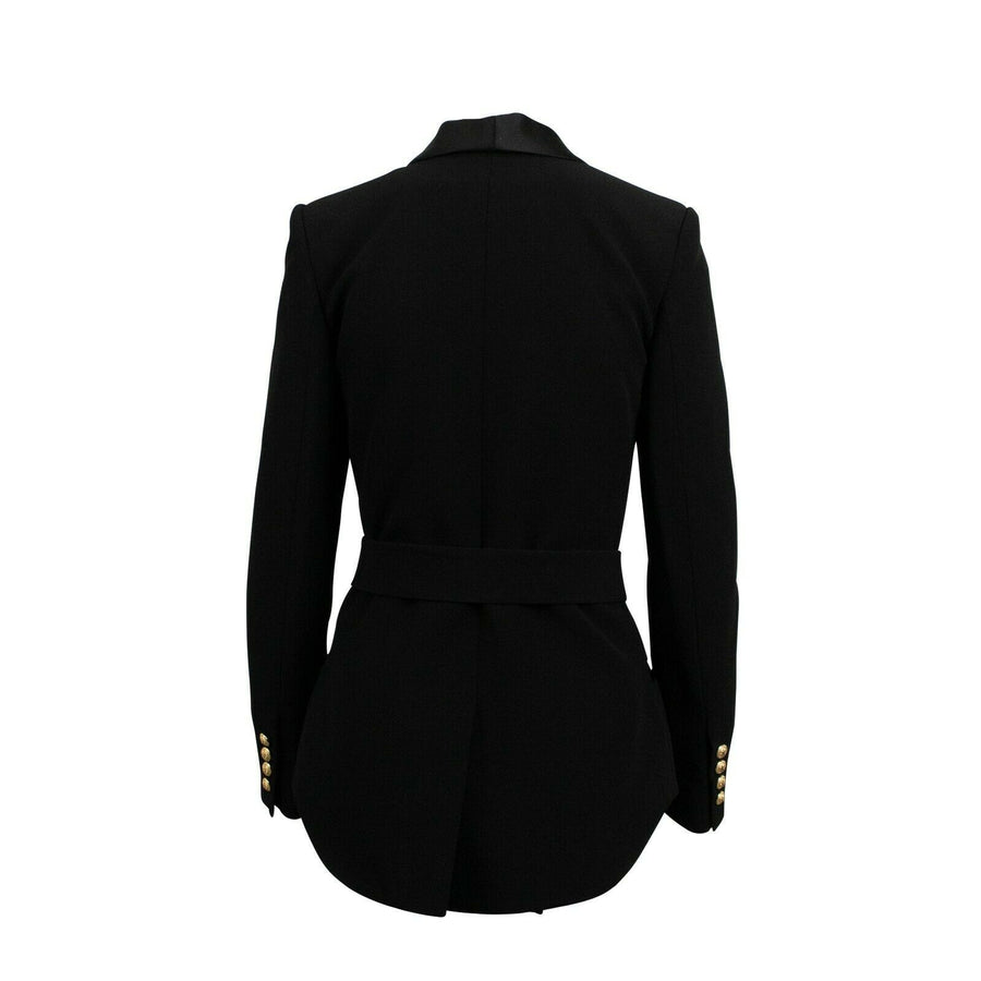 Viscose Blend Double-Breasted Blazer- Black