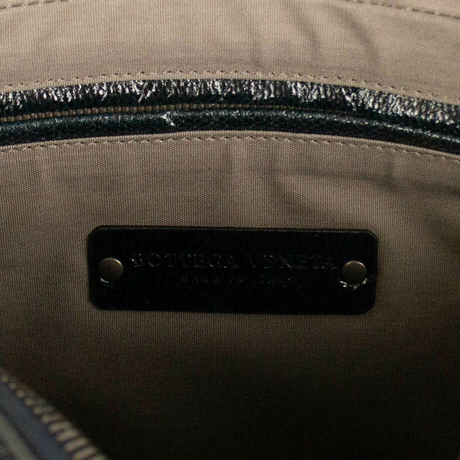 Leather Karung Shiny Grid Document Case - Blue