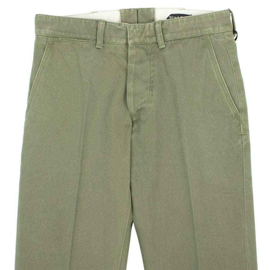 Cotton Button Fly Pants - Green