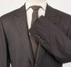 Subtle Stripe Wool 3/2 Button Suit - Brown