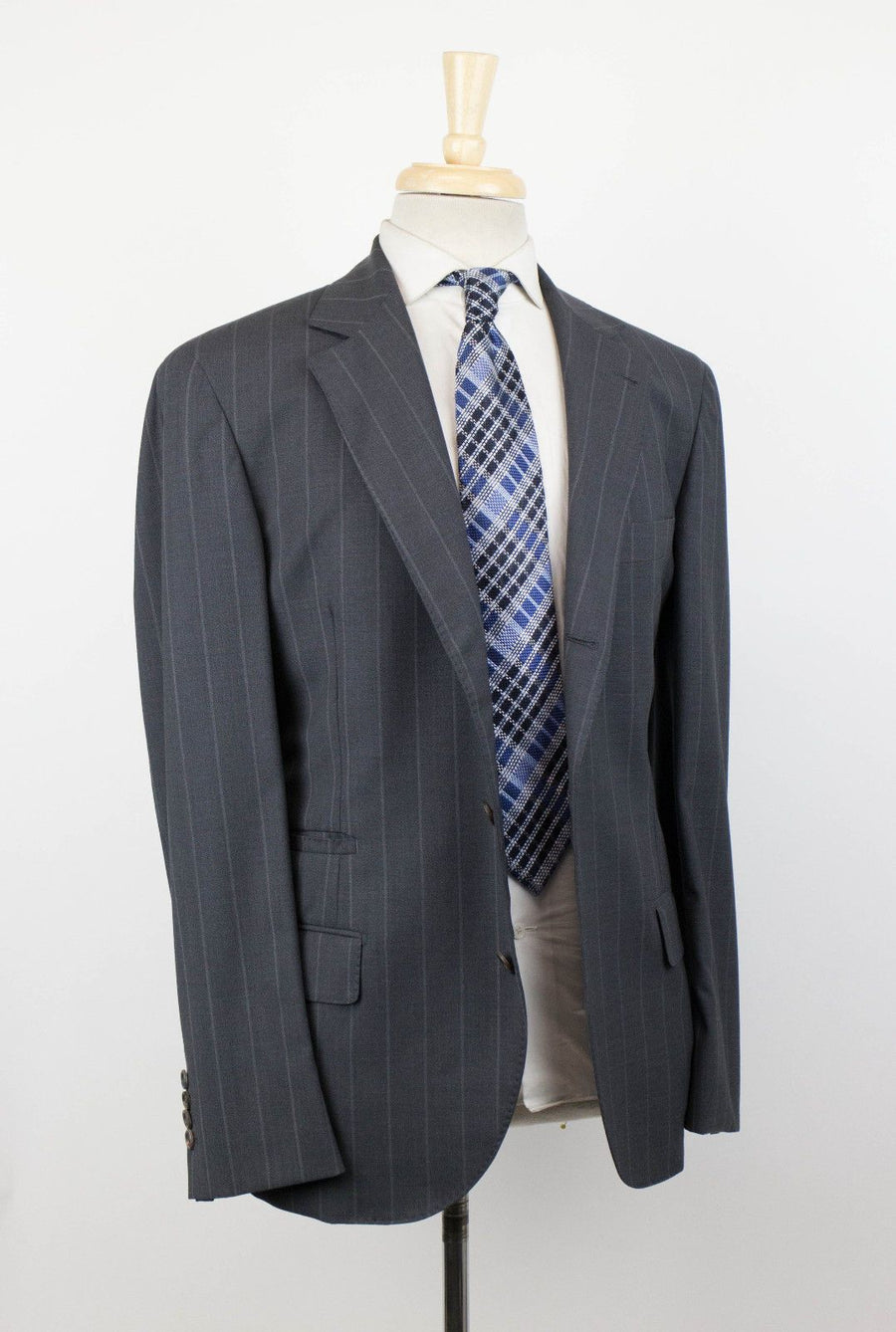 Striped Wool 3/2 Button Sport Coat - Gray