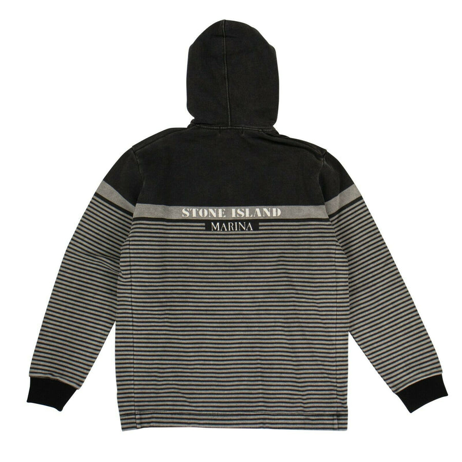 Cotton 'Marina' Striped Zip Up Sweatshirt - Black